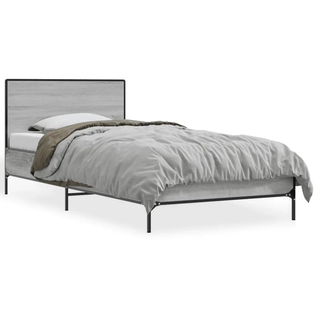 Giroletto-Struttura Letto Grigio Sonoma 90x200 cm Legno Multistrato e Metallo 358515