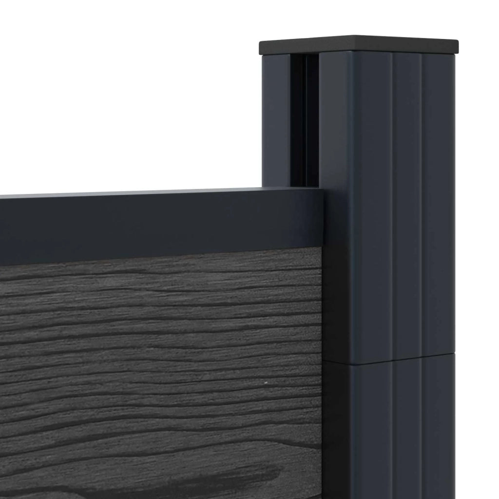 Set di Recinzione 5 pz 792 x 186 cm WPC e Alluminio Nero 3429423