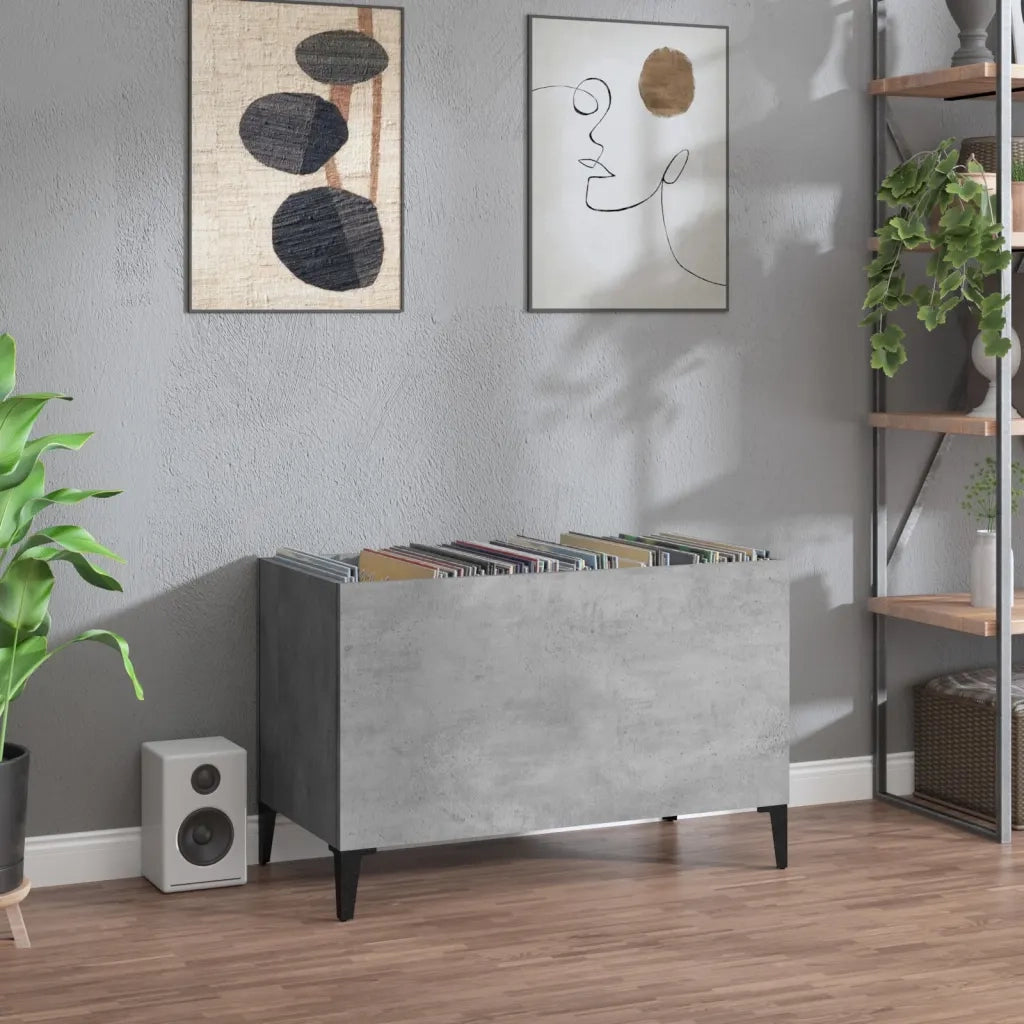 Mobile Porta Dischi Grigio Cemento 74,5x38x48 Legno Multistrato 831969