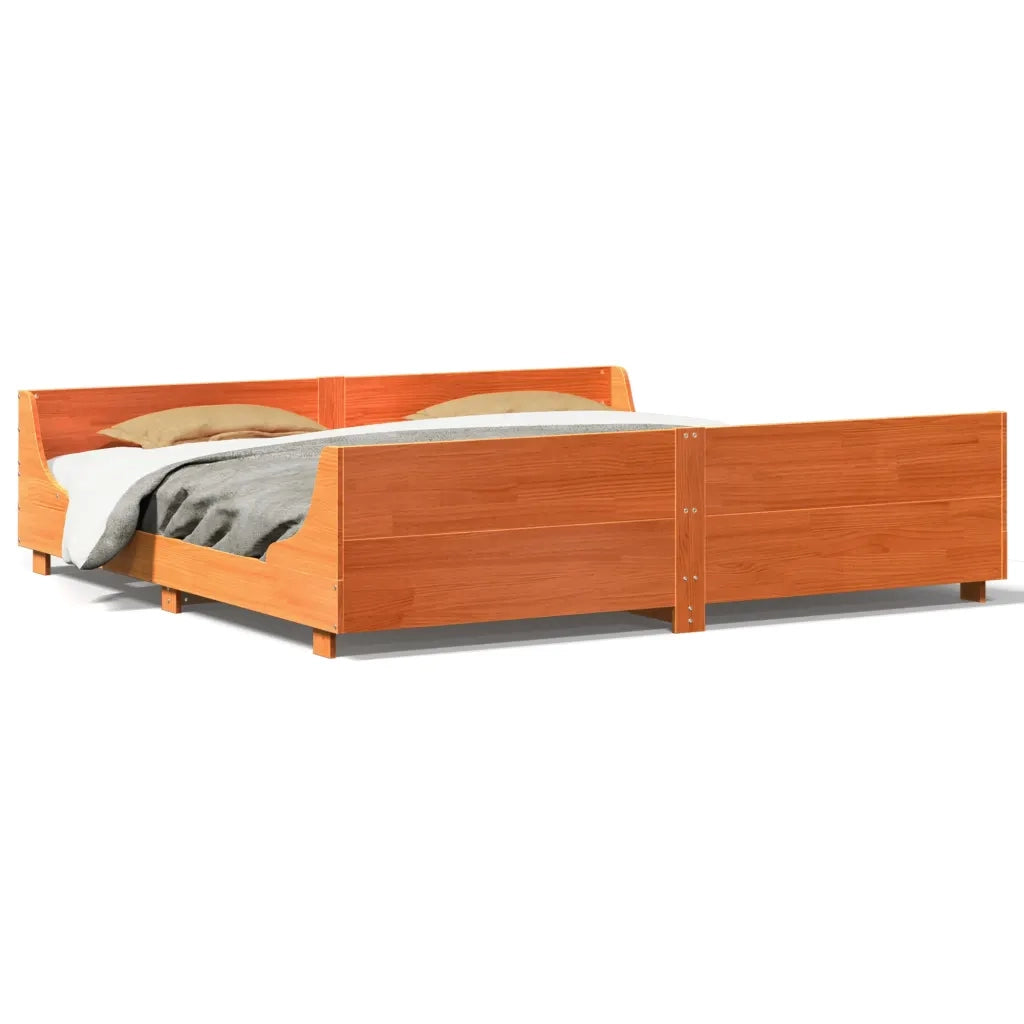 Letto senza Materasso-Struttura Letto Marrone Cera 200x200 cm in Legno di Pino 849920