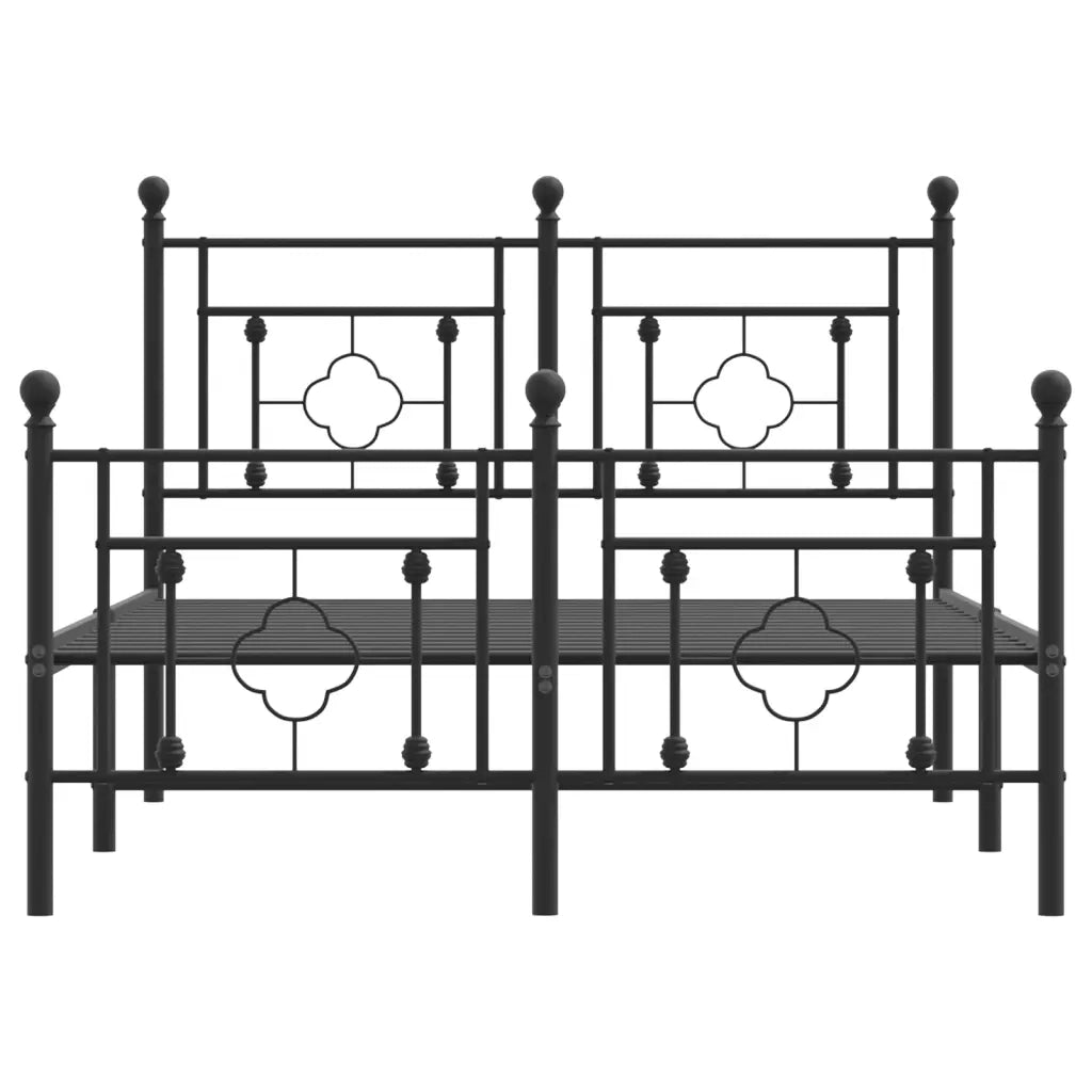 Letto matrimoniale | Letto per adulti | Giroletto con Testiera e Pediera Metallo Nero 120x190 cm
