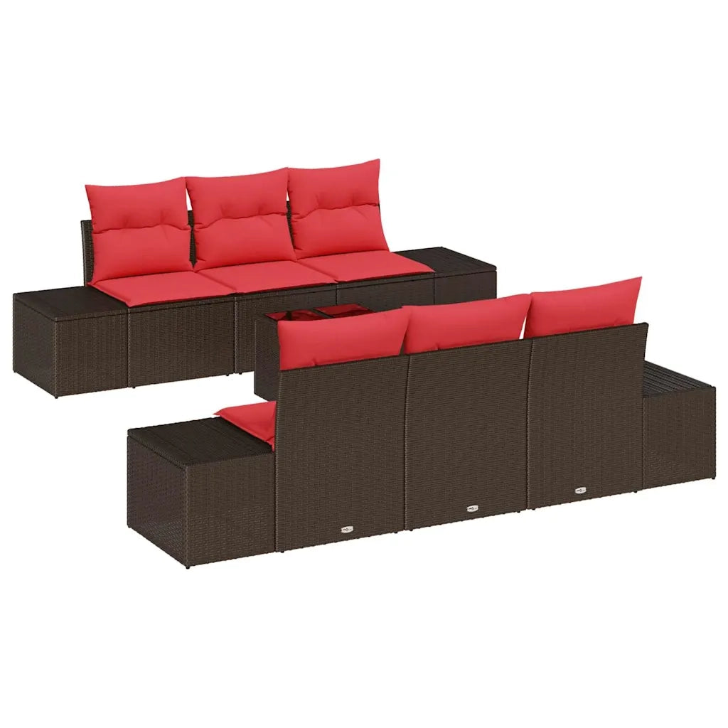 Set Divano da Giardino con cuscino 7 pcs Marrone polyrattan 3346954