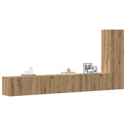 Set Mobile TV 3 pz-Credenza per TV Montato a Parete Rovere in Truciolato 655235