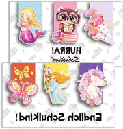 Pannelli di avviso per bambini scuola - Unicorno sirena farfalla - Regalo scuola personalizzato souvenir - Regalo per ragazze - Prima giornata di scuola - 6 pezzi - Angelo custode