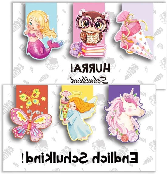 Pannelli di avviso per bambini scuola - Unicorno sirena farfalla - Regalo scuola personalizzato souvenir - Regalo per ragazze - Prima giornata di scuola - 6 pezzi - Angelo custode