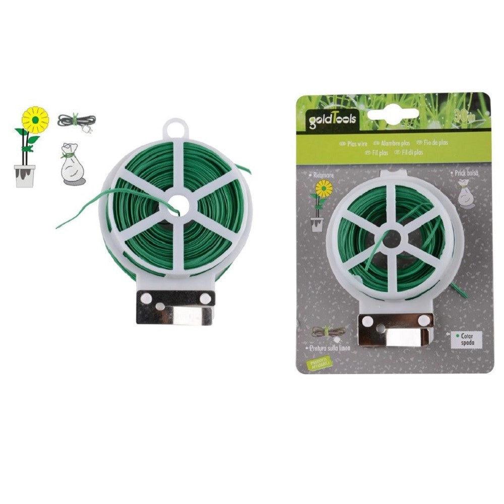 Trade Shop - Filo Di Ferro Plastificato Con Anima Di Ferro Giardino Giardinaggio 30 Mt 90132 -