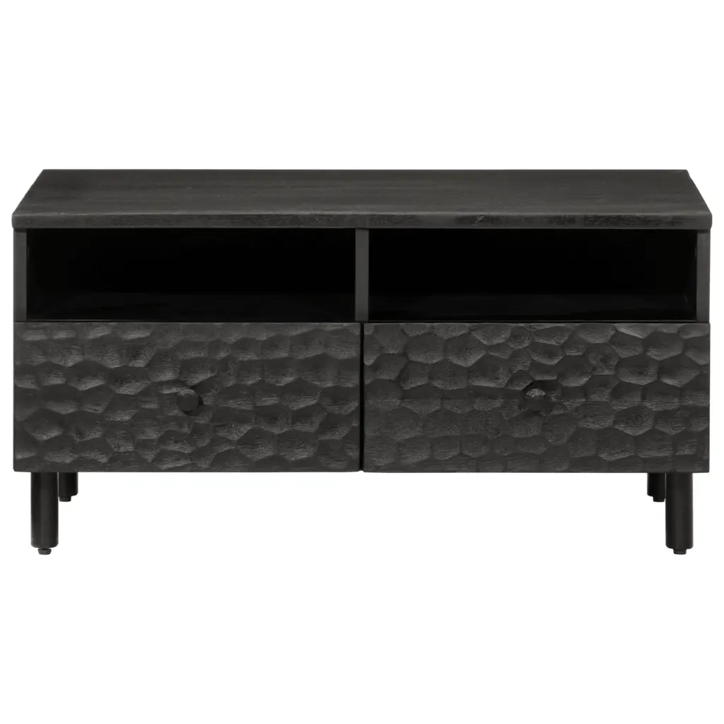 Tavolino da Salotto-Tavolino da soggiorno-Tavolo Nero 80x54x40 cm in Legno Massello di Mango 363450