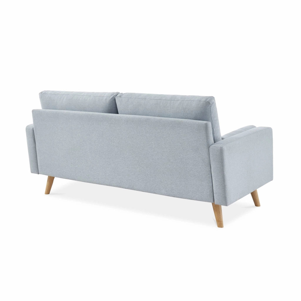 Divano in stile scandinavo in tessuto semplice, 3 posti, grigio chiaro
