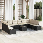 Set Divano da Giardino 10 pcs Nero e Crema Polyrattan 3355916