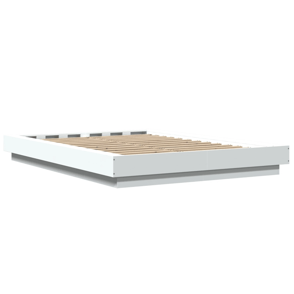 Giroletto con Luci LED Bianco 135x190 cm in Legno Multistrato