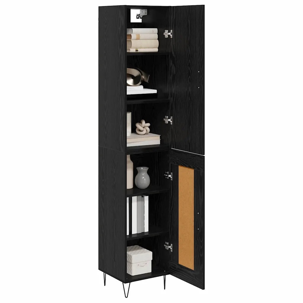 Credenza-Buffet-Armadio da cucina Rovere Nero 69,5 x 34 x 180 cm Legno multistrato 562660