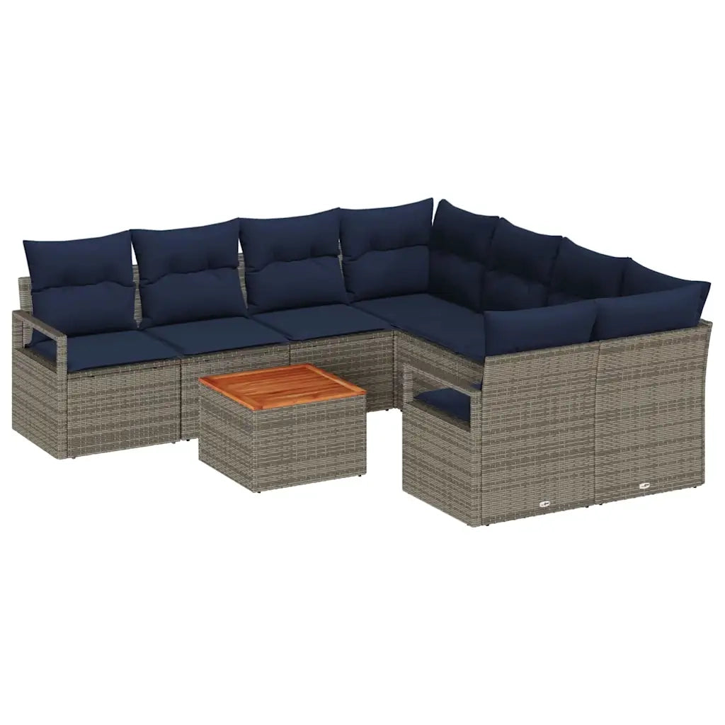 Set Divano da Giardino con cuscino 9 pcs Grigio polyrattan 3347689