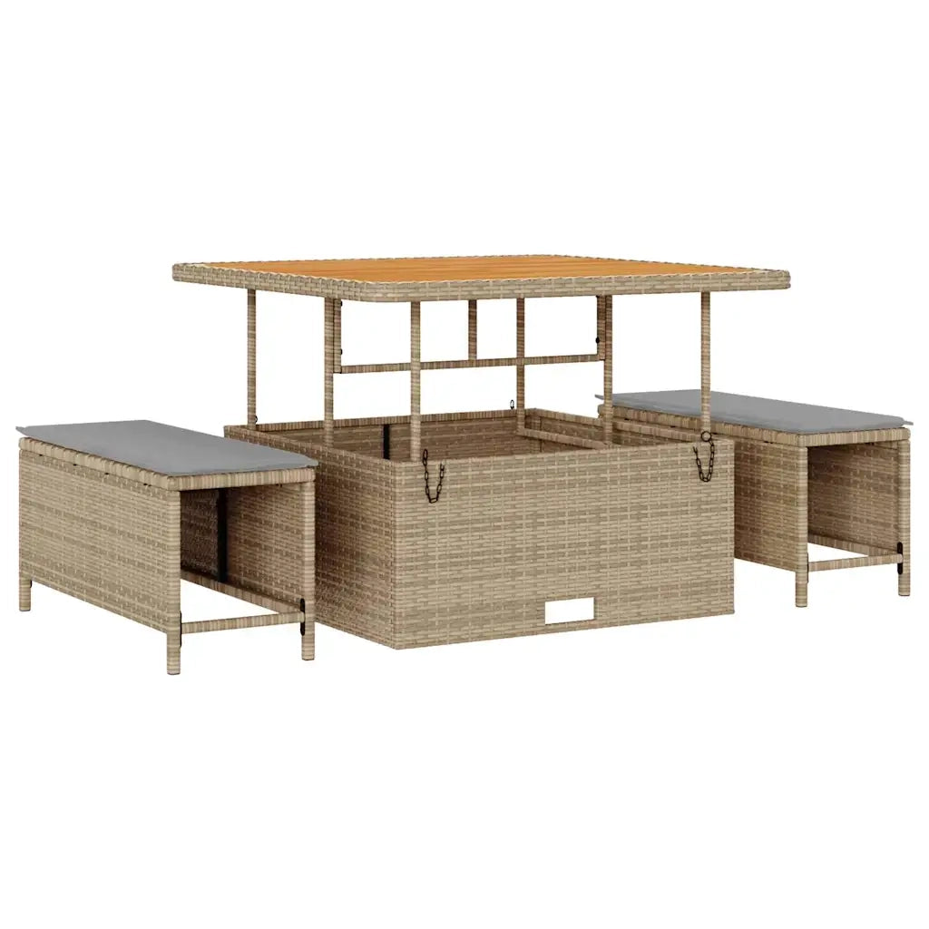Set Divano da Giardino con cuscino 11 pcs Beige polyrattan