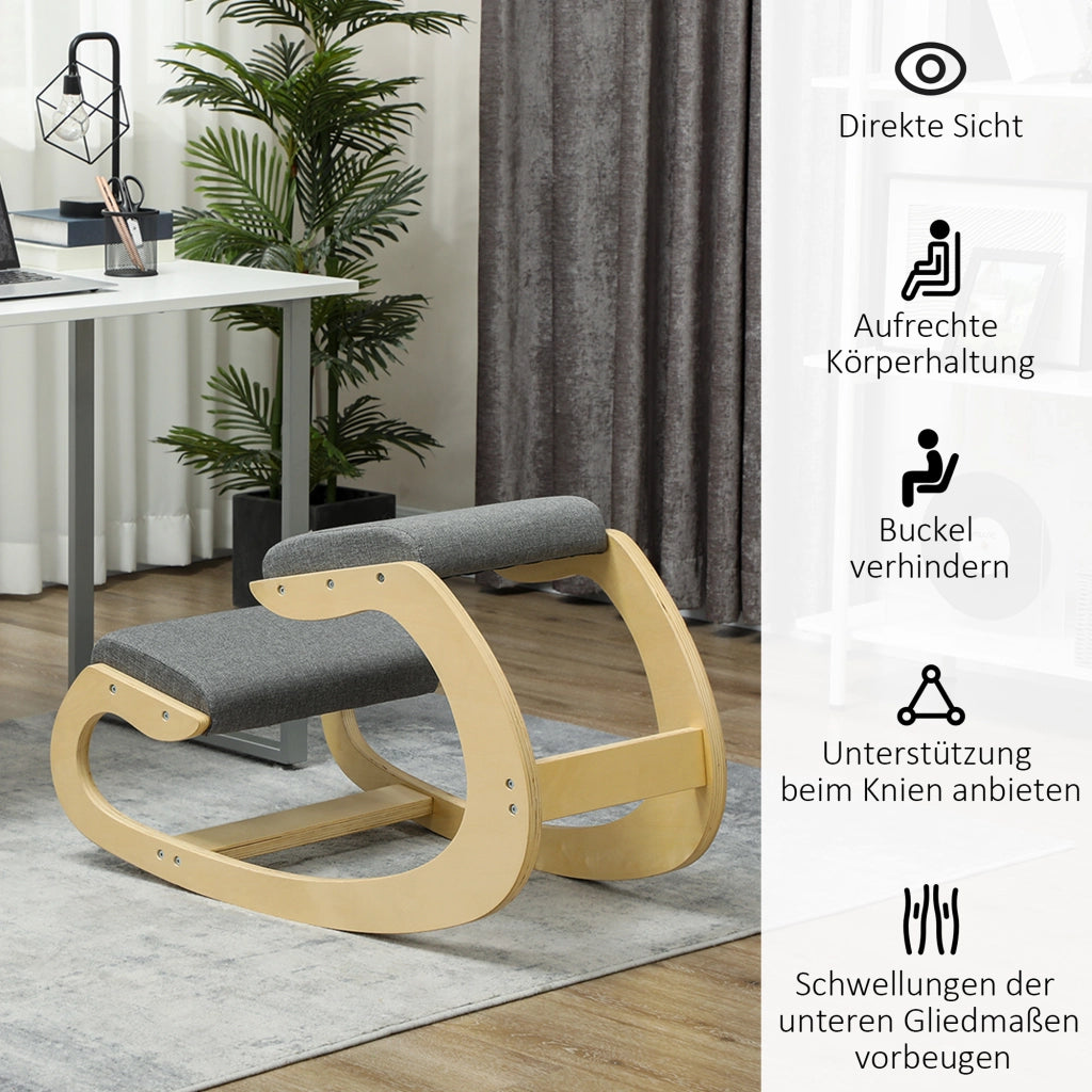 Sgabello ergonomico inginocchiato, sedia a dondolo inginocchiato, sedia da scrivania per ufficio domestico, per migliorare la postura, grigio