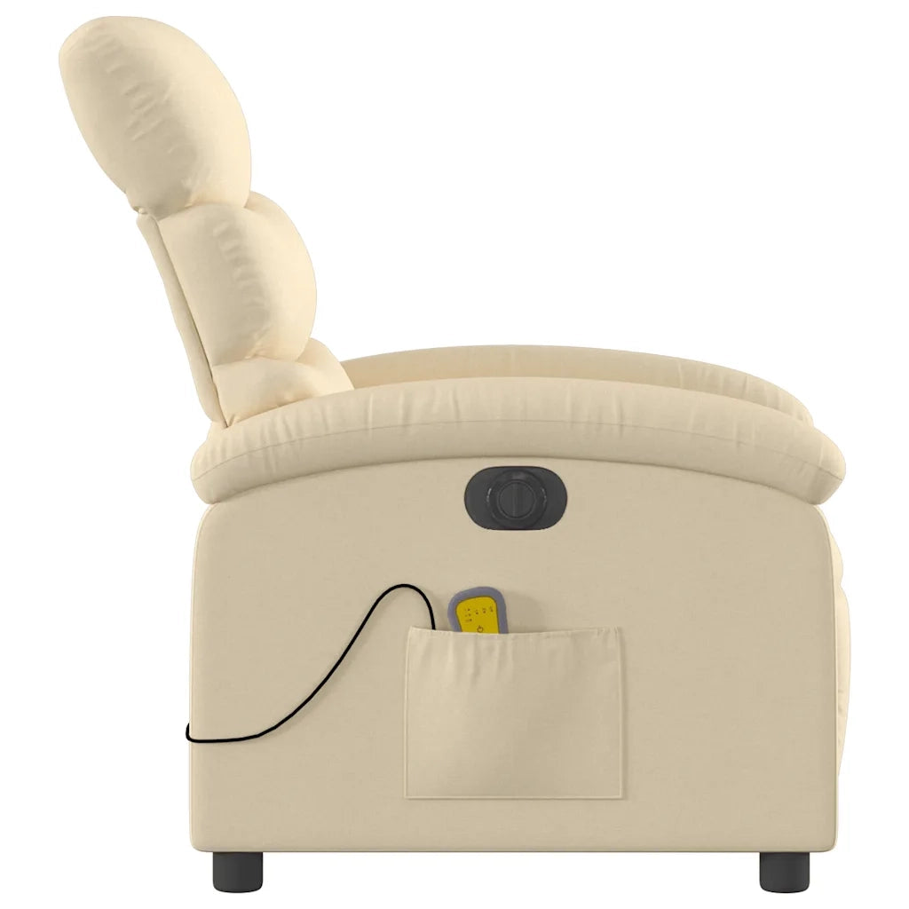 Poltrona Reclinabile Massaggiante Elettrica Crema in Tessuto 3203975
