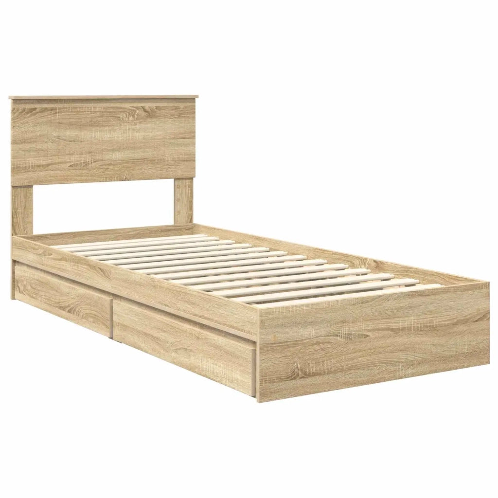 Letto con Contenitore con testiera Rovere Sonoma 90 x 200 cm 3410835