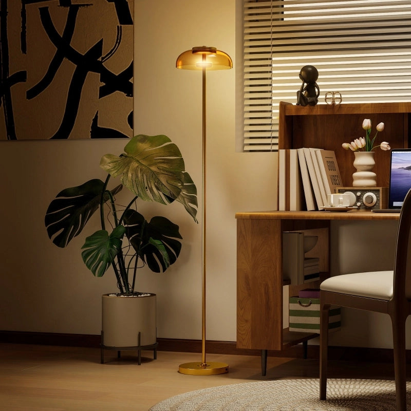 LAMPADA DA TERRA LED 3000 K Ottone antico Vetro e metallo