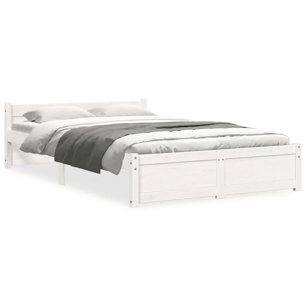 Letto matrimoniale | Letto per adulti | Giroletto Bianco in Legno Massello 120x200 cm