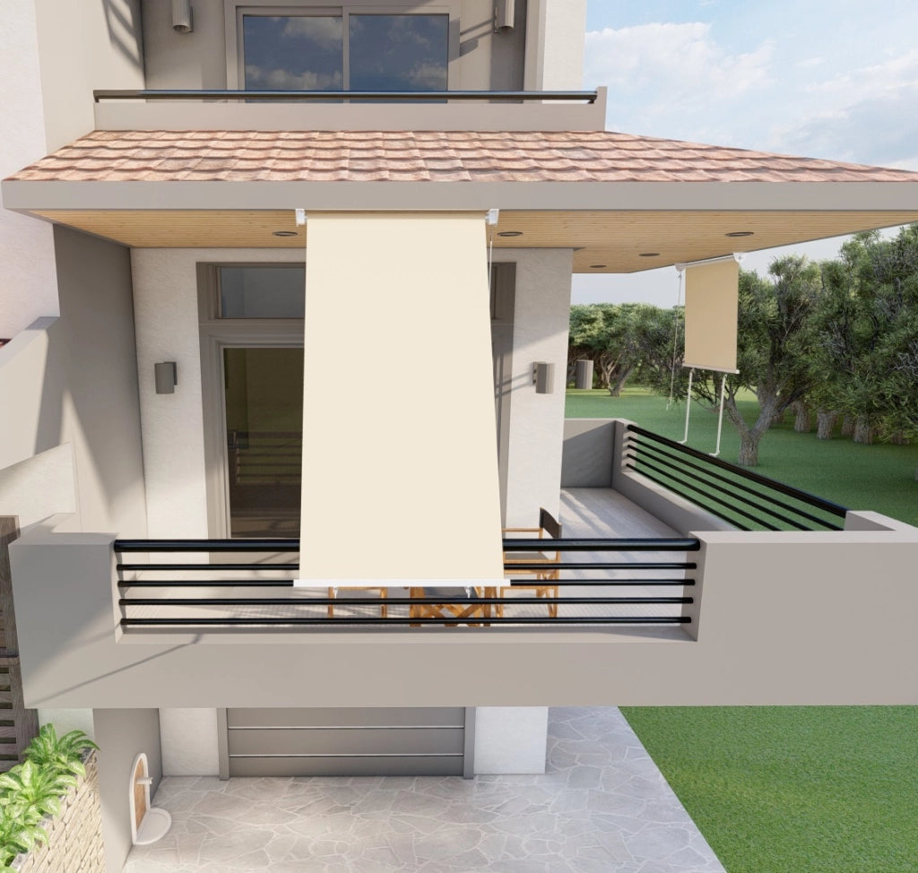 Tenda da sole a caduta con bracci per balcone terrazzo finestra 100cm Beige Golisa