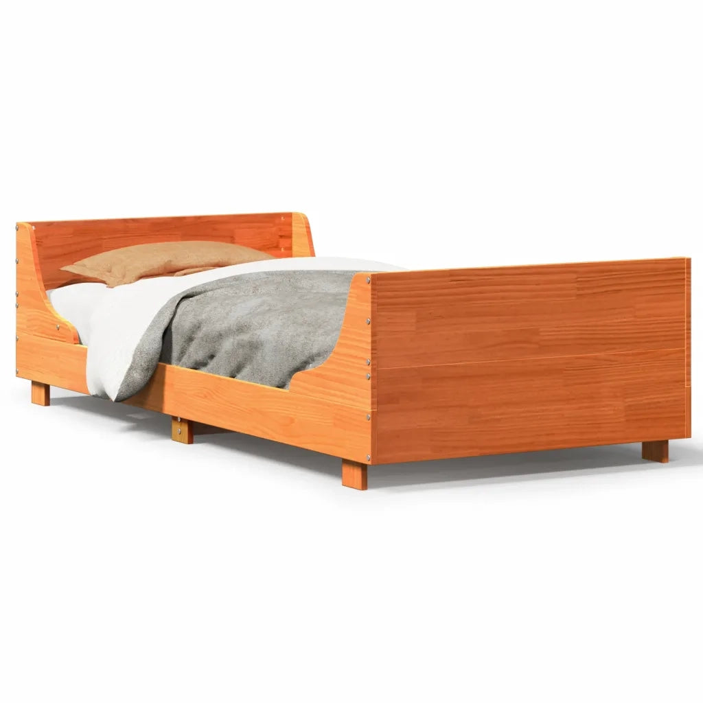 Letto senza Materasso-Struttura Letto Marrone Cera 75x190 cm in Legno di Pino 807077
