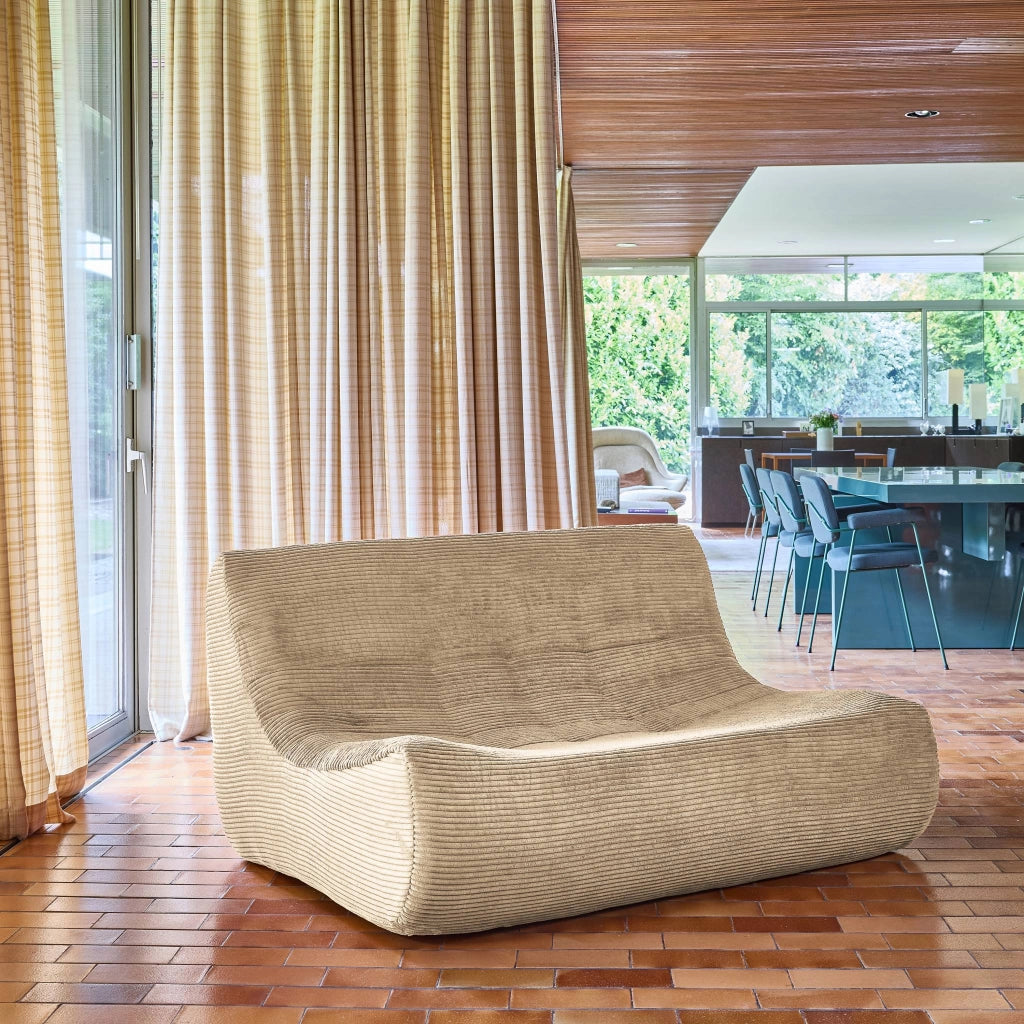 Poltrona in velluto a coste, 2 posti, beige scuro