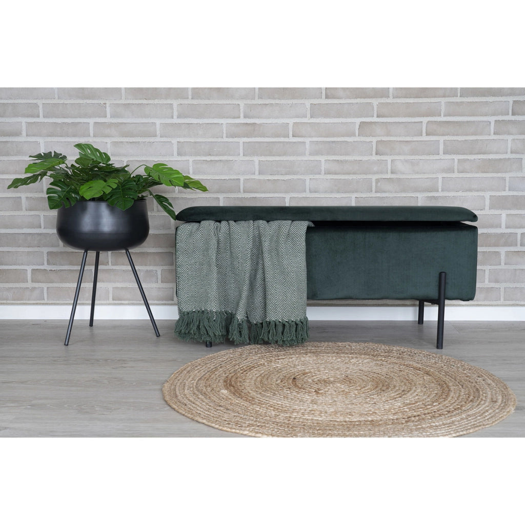 Panca con Portaoggetti Watford, Verde, Poliestere, 36,5x95x43 cm