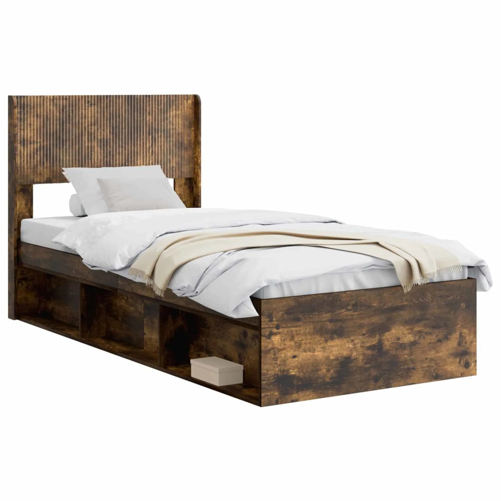 Struttura del letto con stoccaggio e testata Rovere Fumo 3414255