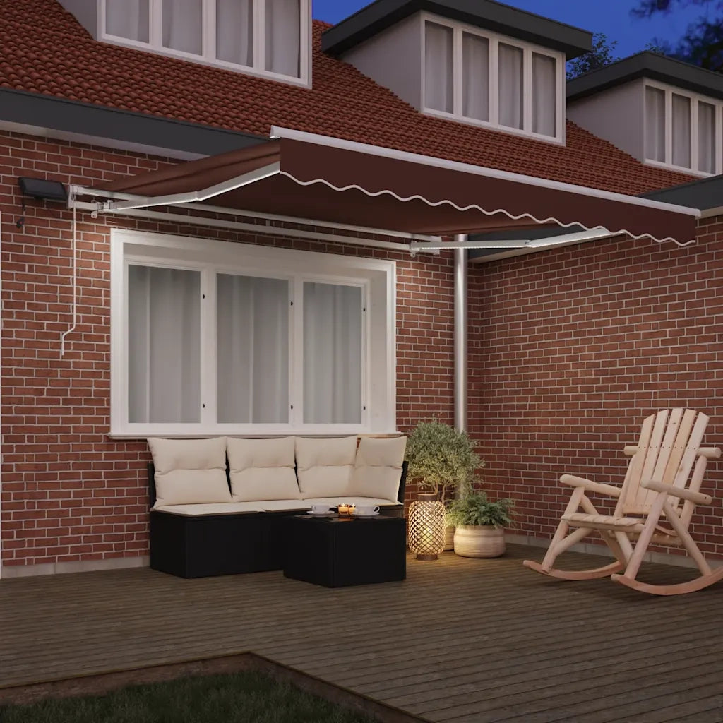 Tenda da Sole | Tenda Retrattile Manuale con LED 300x250cm Marrone