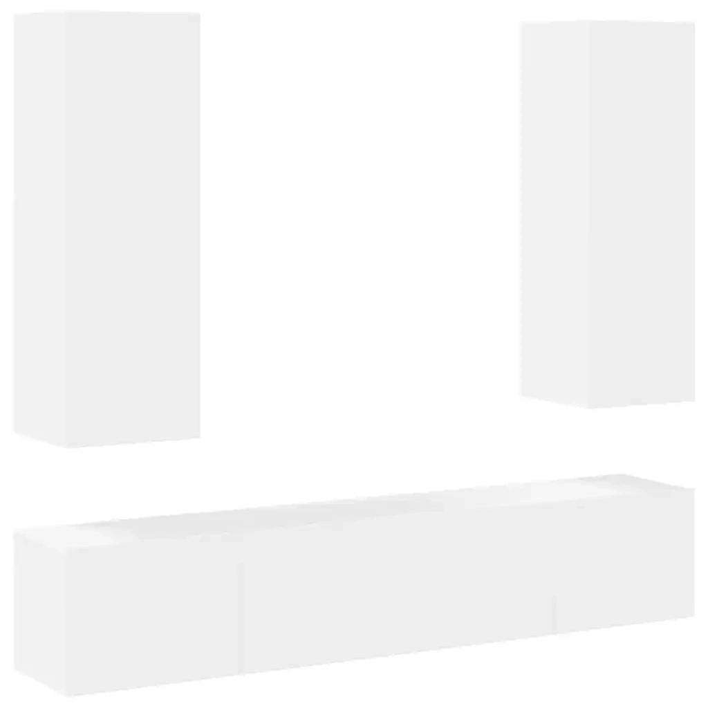 Set Mobili Porta TV 4 pz | Armadietto TV | Mobile Porta TV Bianco in Legno Multistrato