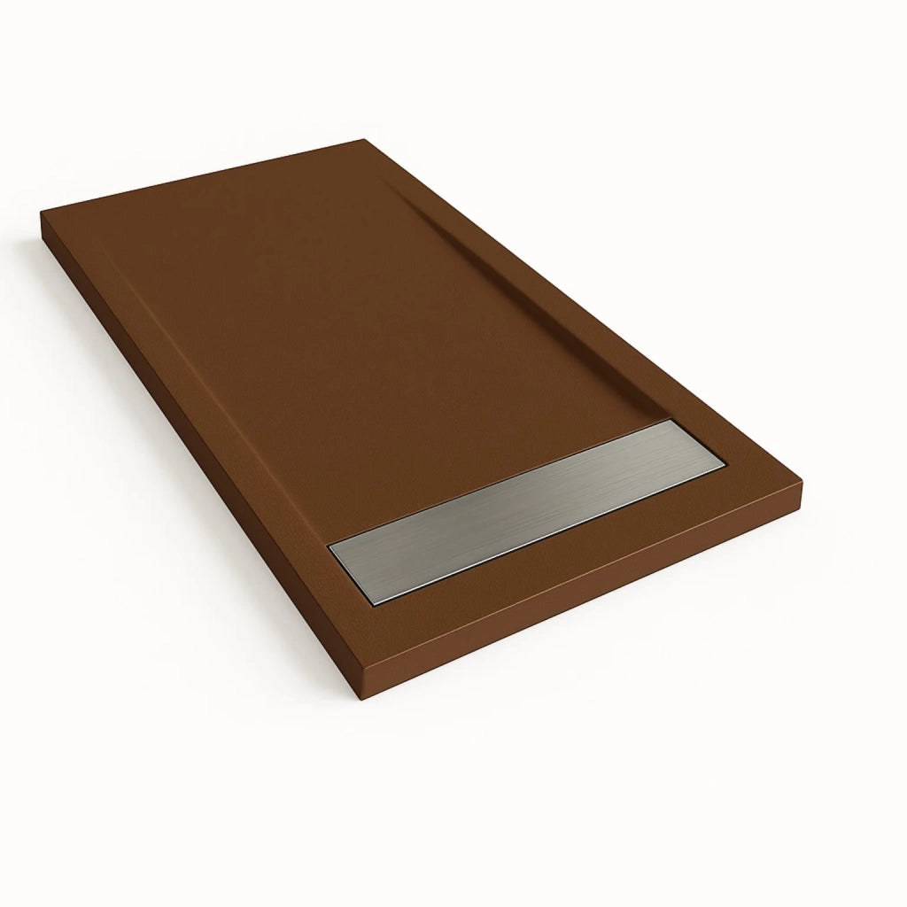 Piatto doccia Bidai con bordo 90X120 cm colore Marrone cioccolato RAL 8017 griglia in Acciaio
