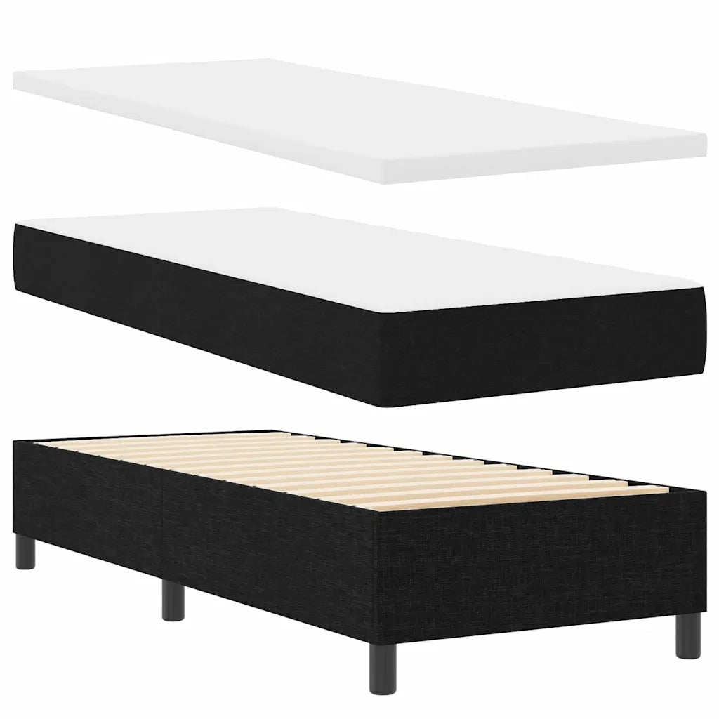 Letto a Sorgente LED con materasso Nero 80 x 200 cm Tessuto