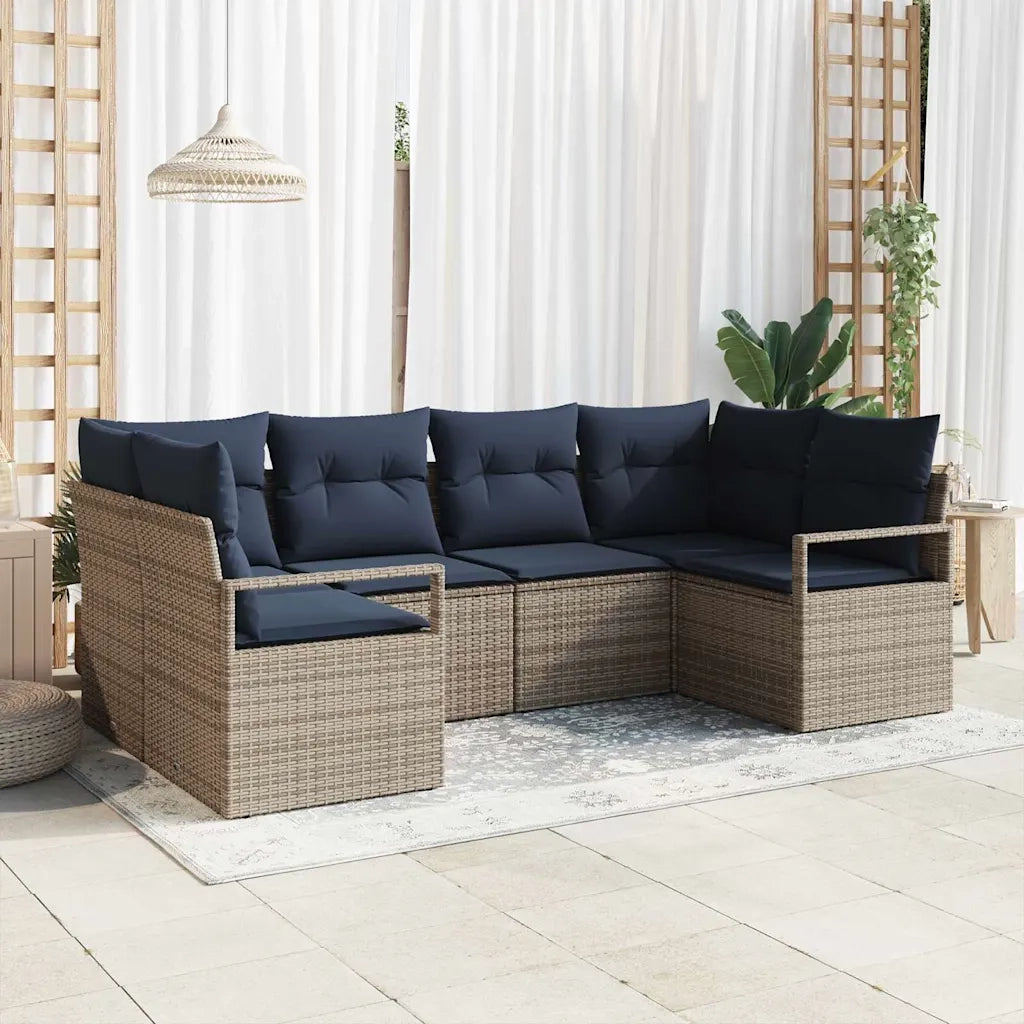 Set di divani con cuscino 6 pcs Grigio Rattan in Polipropilene 3346525