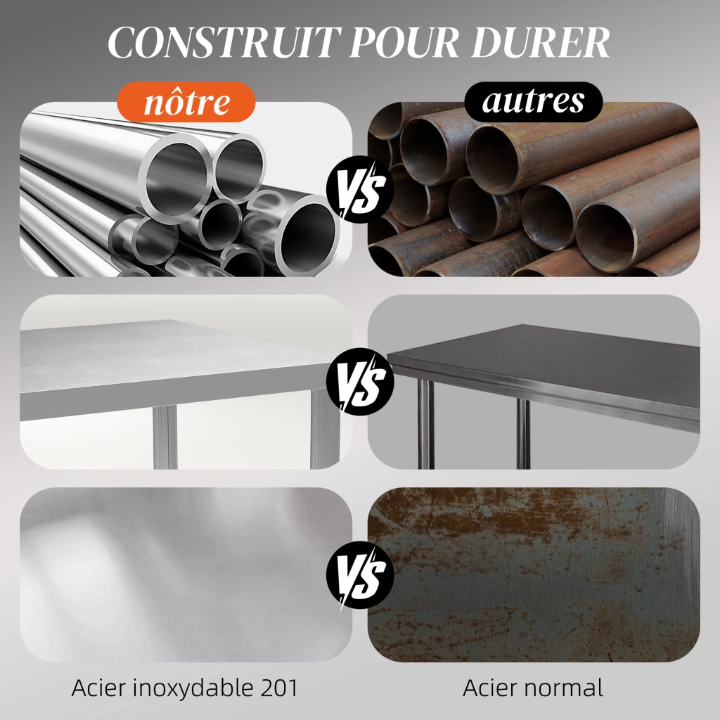 Tavolo da lavoro ¨C Minimal ¨C acciaio inox argentato 120x60x86