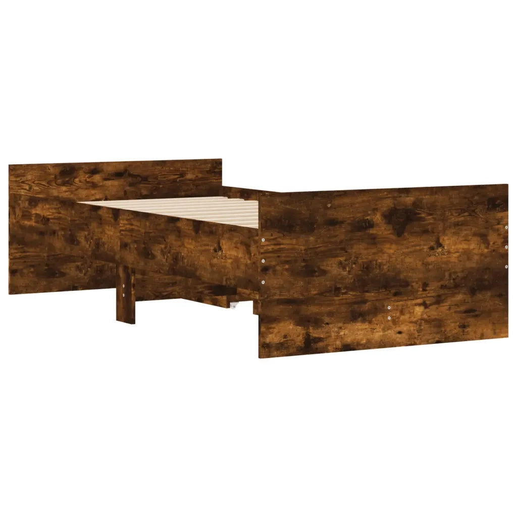 Letto singolo | Letto per adulti | Giroletto con Cassetti Rovere Fumo 100x200 cm