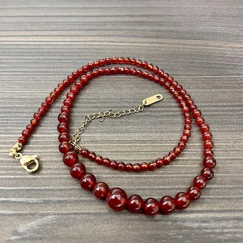 Collana vintage in agata rossa fatta a mano, regalo di Natale per donna, regalo di compleanno