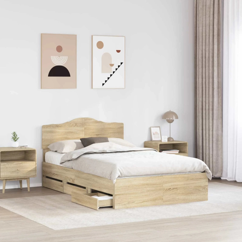 Struttura del letto con cassetto Rovere Sonoma 120 x 190 cm 3413028