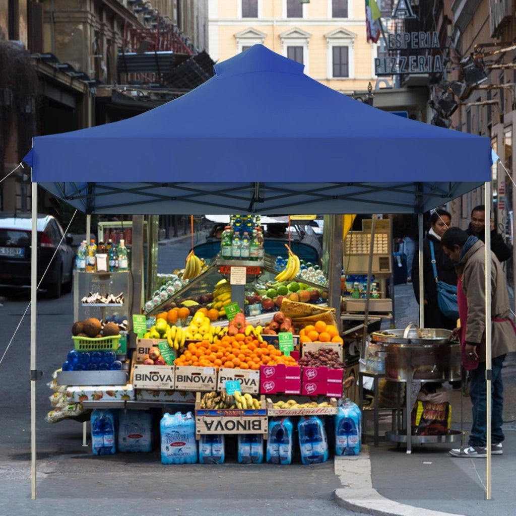 Tendone pop up 3x3m pieghevole impermeabile con borsa a ruote, Tenda da festa all'aperto facile da montare Blu