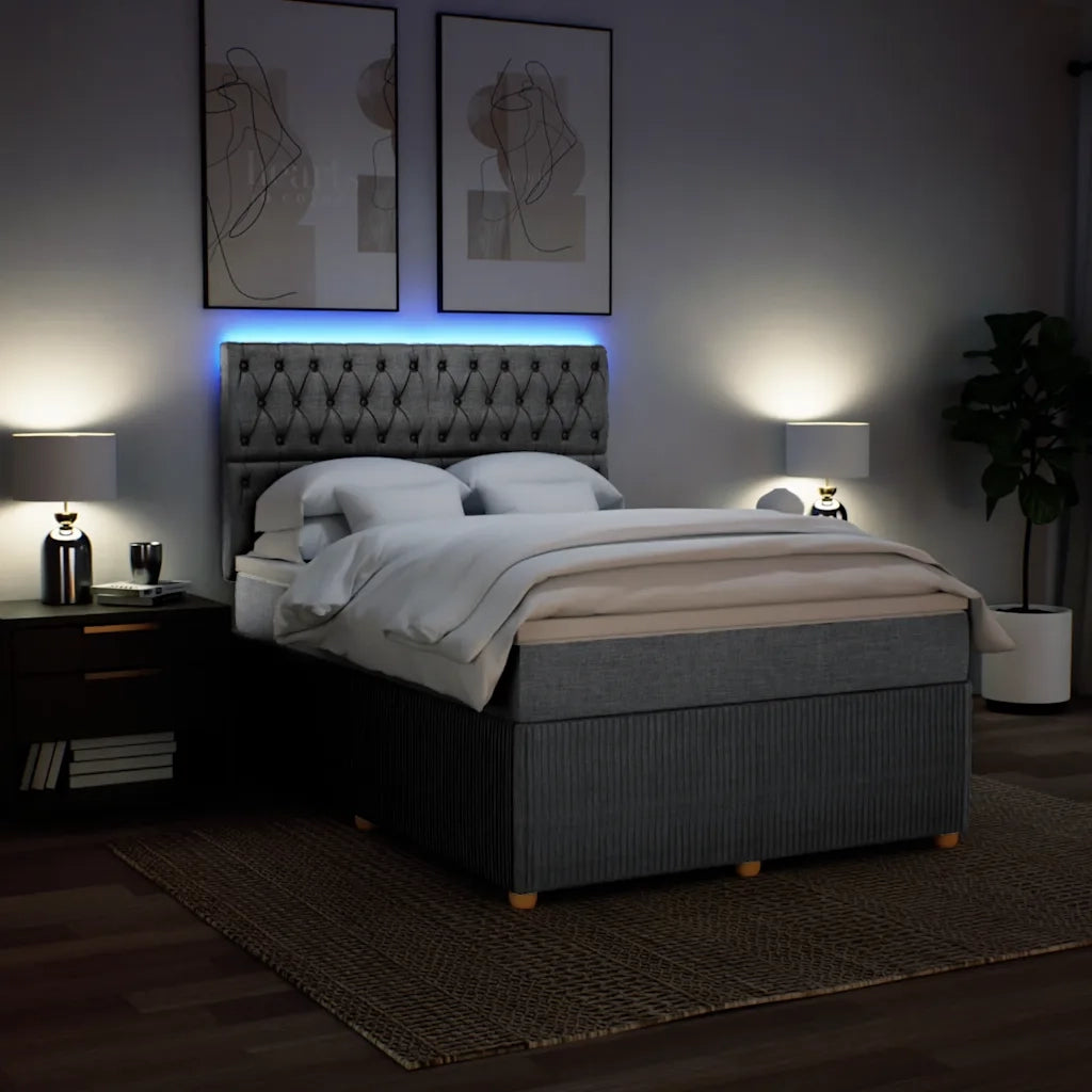 Giroletto a Molle con Materasso Grigio Chiaro 140x200cm Tessuto 3294386