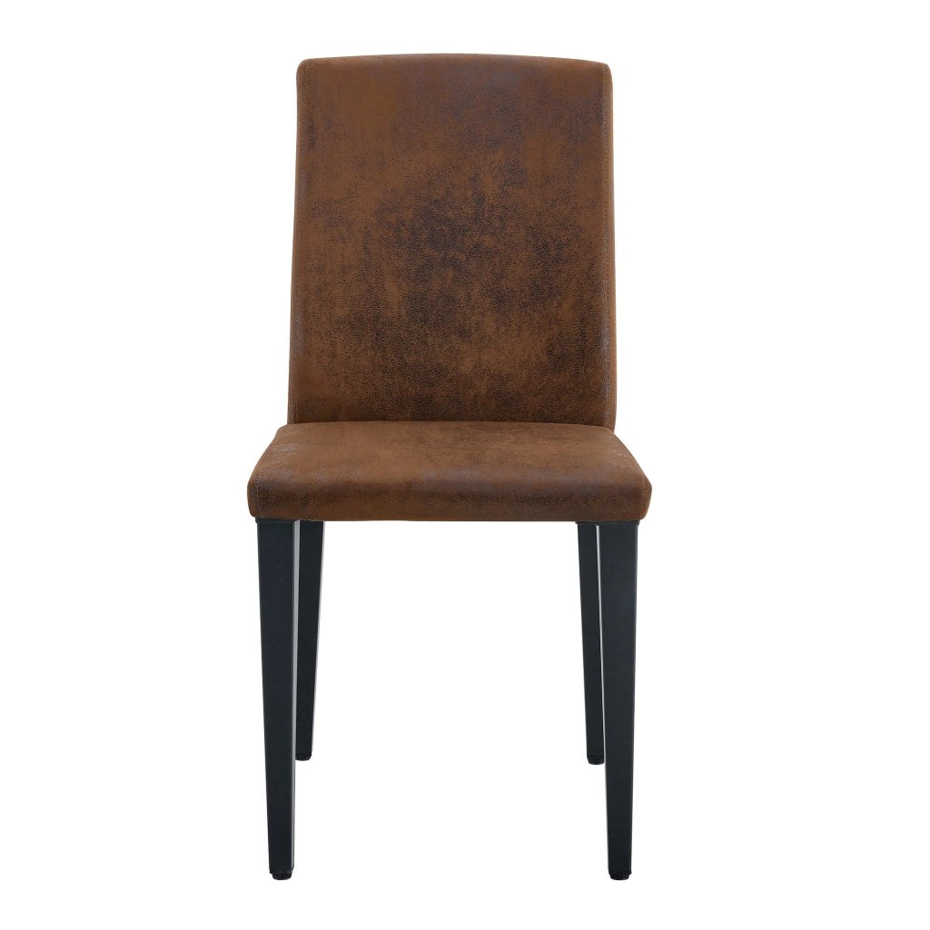 Set di 2 sedie da pranzo moderne in tessuto marrone e metallo nero, stile minimalista