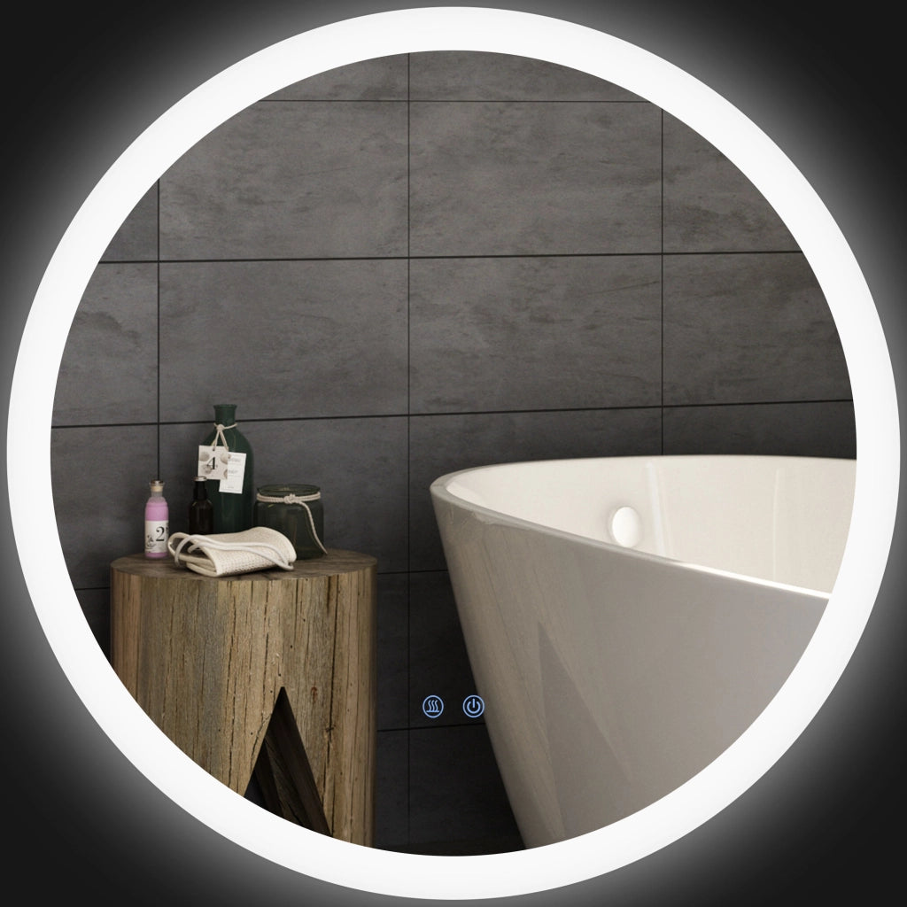 Specchio Bagno LED Antiappannamento con 3 Colori e Luminosit¨¤ Regolabile. in Metallo e Vetro. ?70x3 cm
