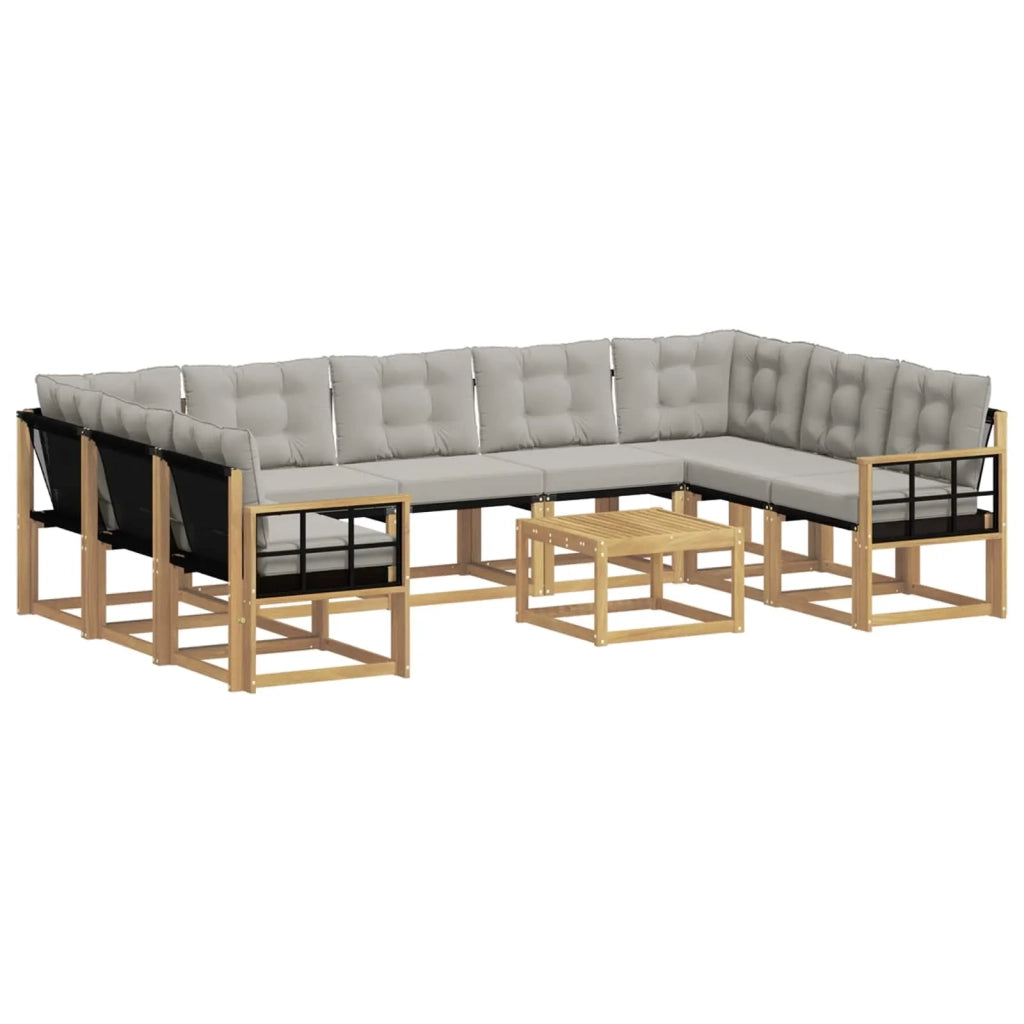 Set di divani da esterno 10 pz Bianco e Grigio Chiaro 3389889