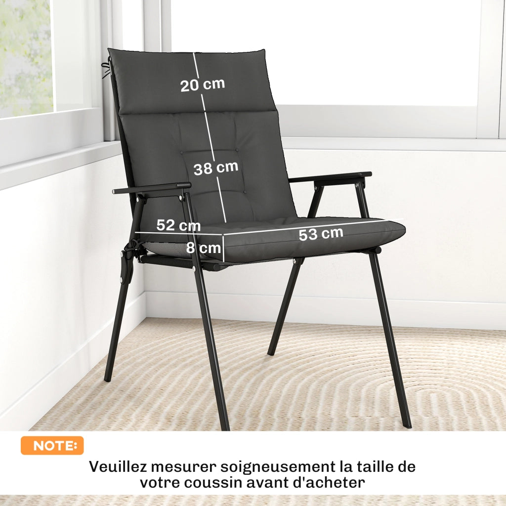 Set 4 Cuscini per Sedie da Giardino ¨C Xylo ¨C Impermeabili Antiscivolo con Lacci 112x53cm Grigio Scuro