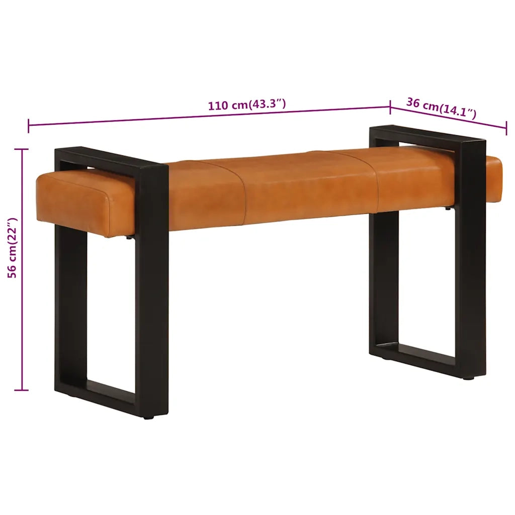 Panca Nera e Marrone 110 cm in Vera Pelle di Capra 342210