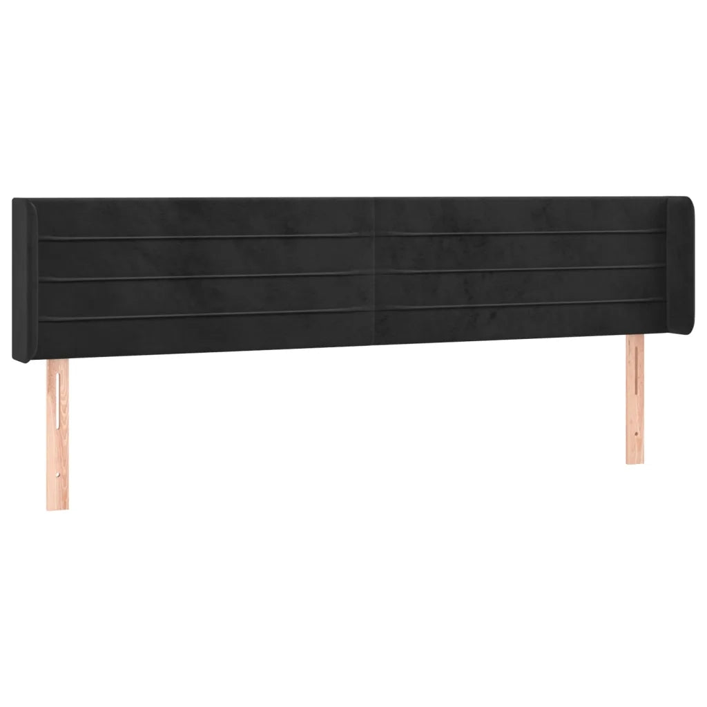 Testiera | Testata ad Orecchio Nera 183x16x78/88 cm in Velluto