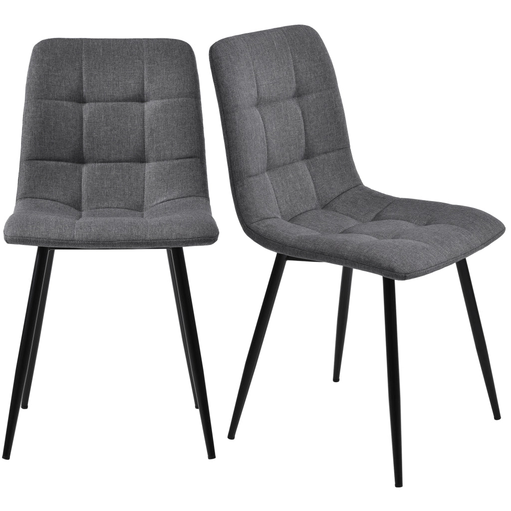 Sedia da pranzo (4 pezzi), grigio scuro, set di 4 sedie di design imbottite con schienale, seduta in lino, struttura in metallo