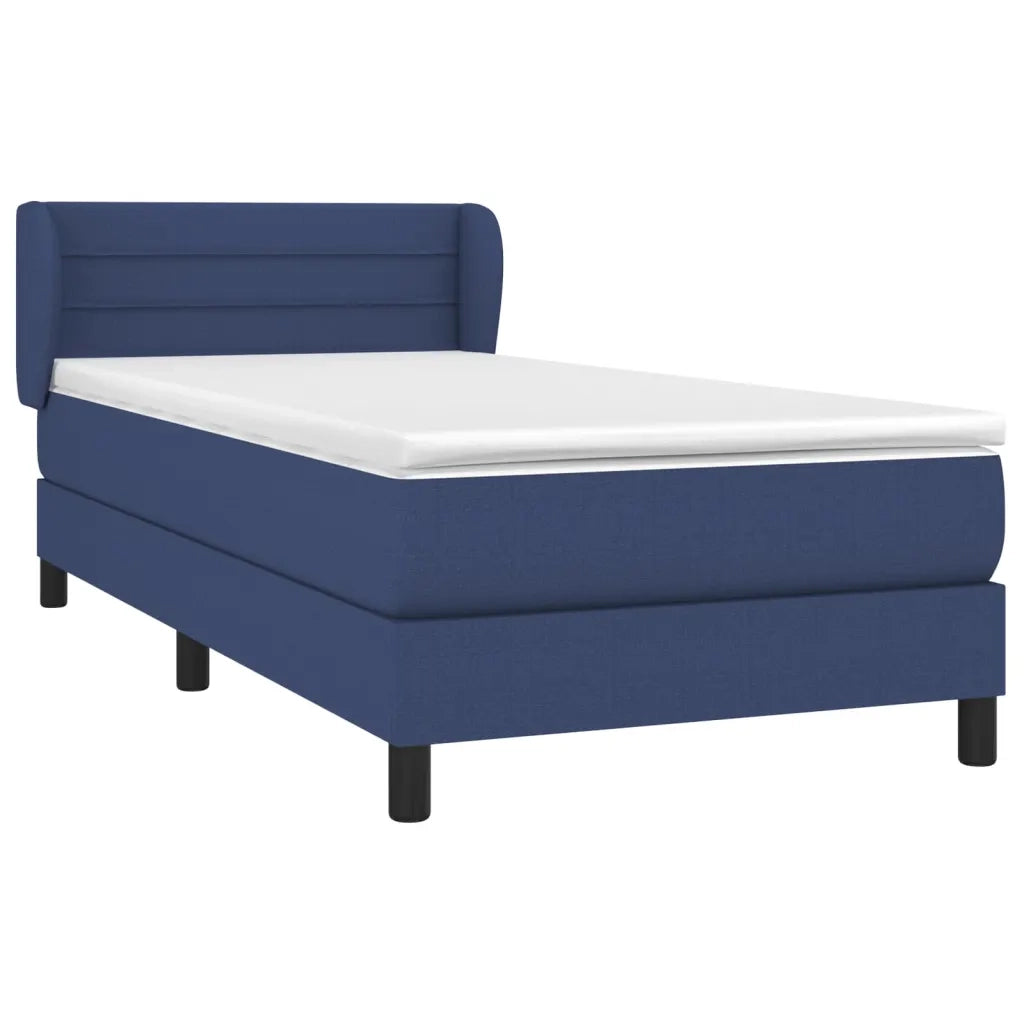 Letto singolo | Letto per adulti | Giroletto a Molle con Materasso Blu 90x190 cm in Tessuto