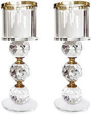 Set di supporti per candela in cristallo da 2 - Oreficerie da tavolo per decorazione, matrimoni, Natale o occasioni romantiche - Translucido