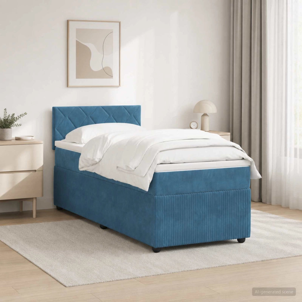 Letto box spring con materasso Blu 80 x 200 cm Velluto 3453039