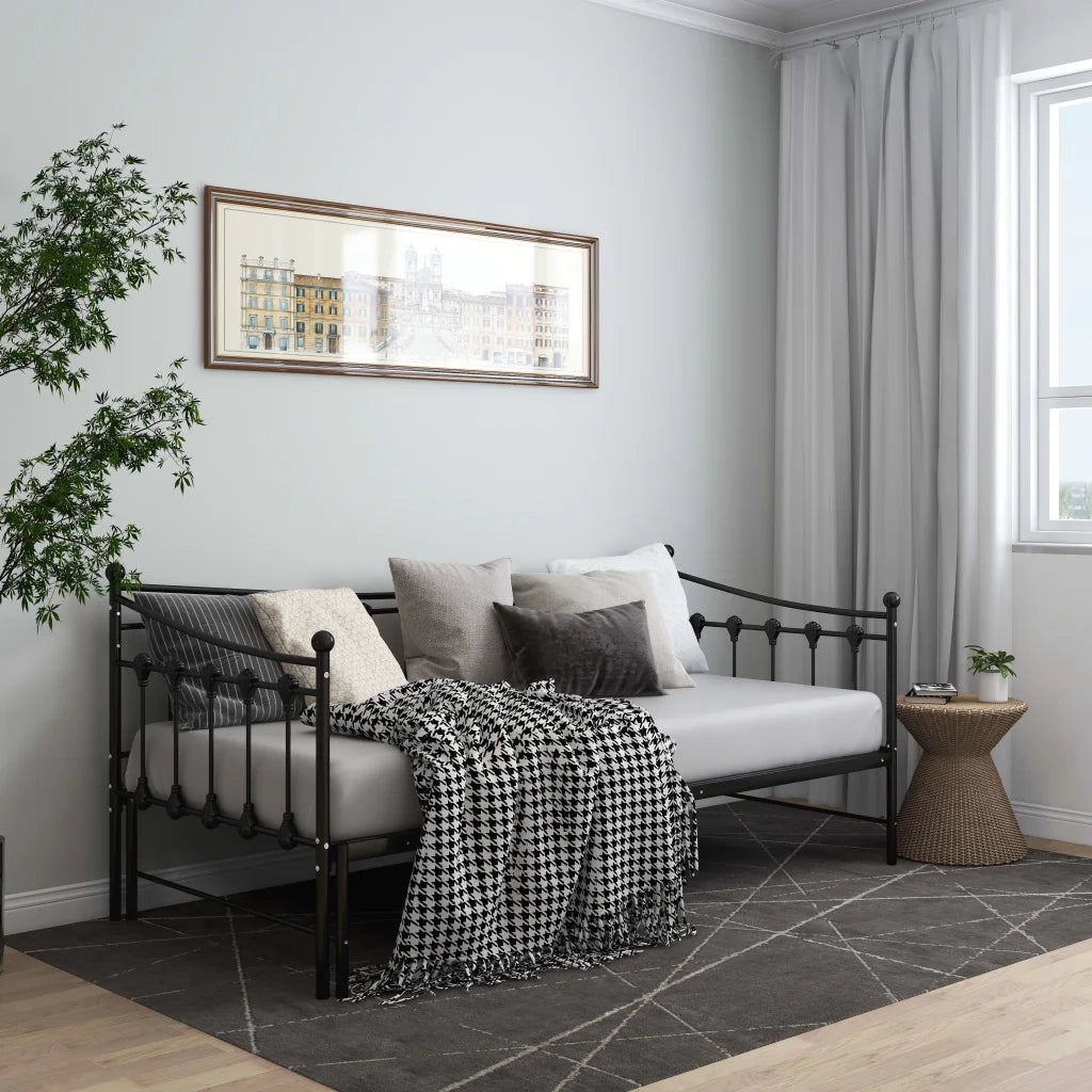 Telaio Divano letto | Sof¨¤ letto | Letto singolo Estraibile Nero in Metallo 90x200 cm