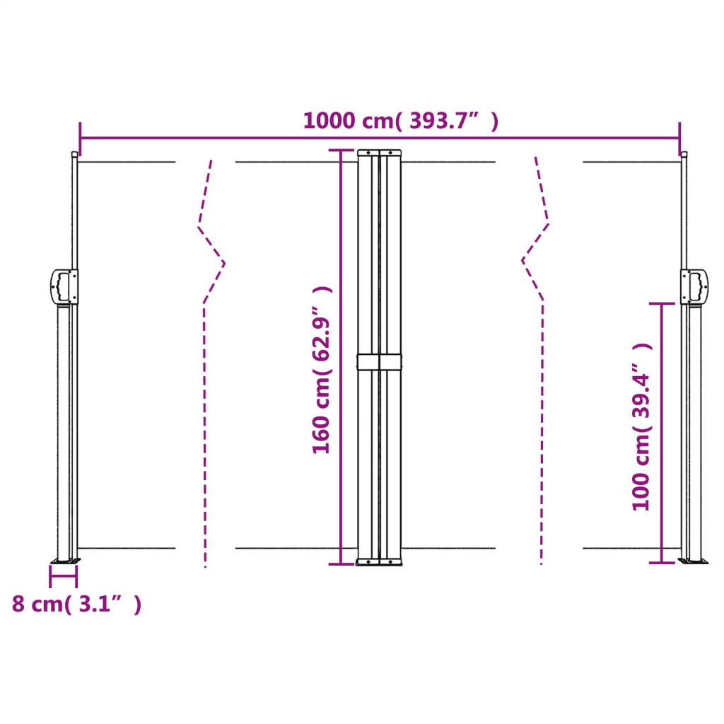 Tenda da Sole | Tenda parasole Laterale Retrattile Antracite 160x1000 cm